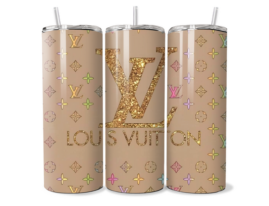 LV tumbler-Beige & Gold