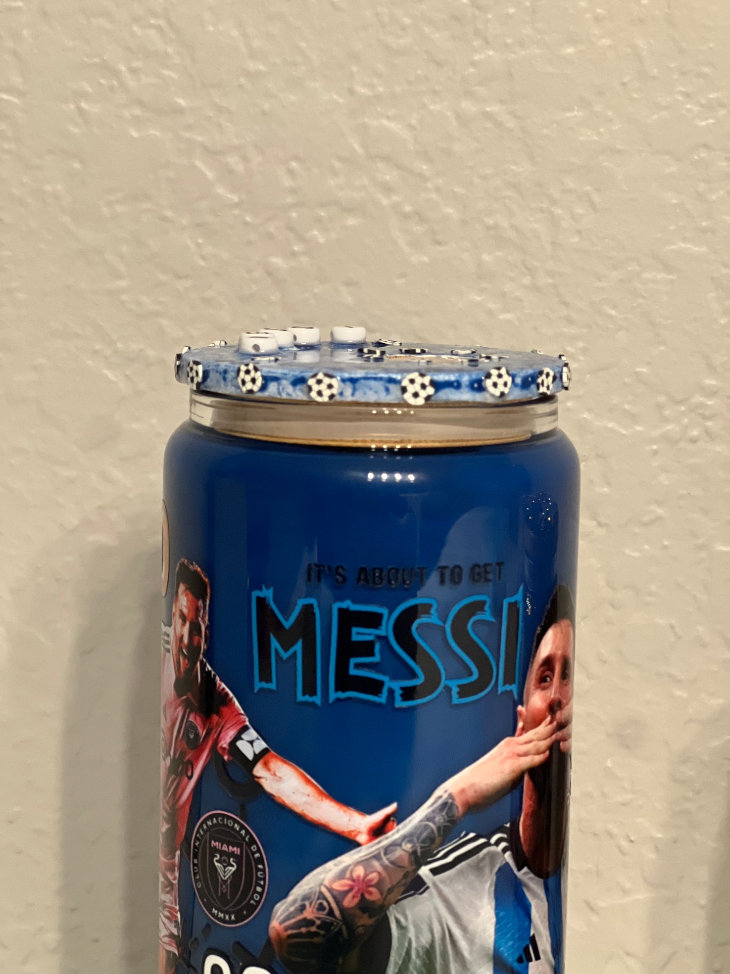 Messi soccer glass can cup