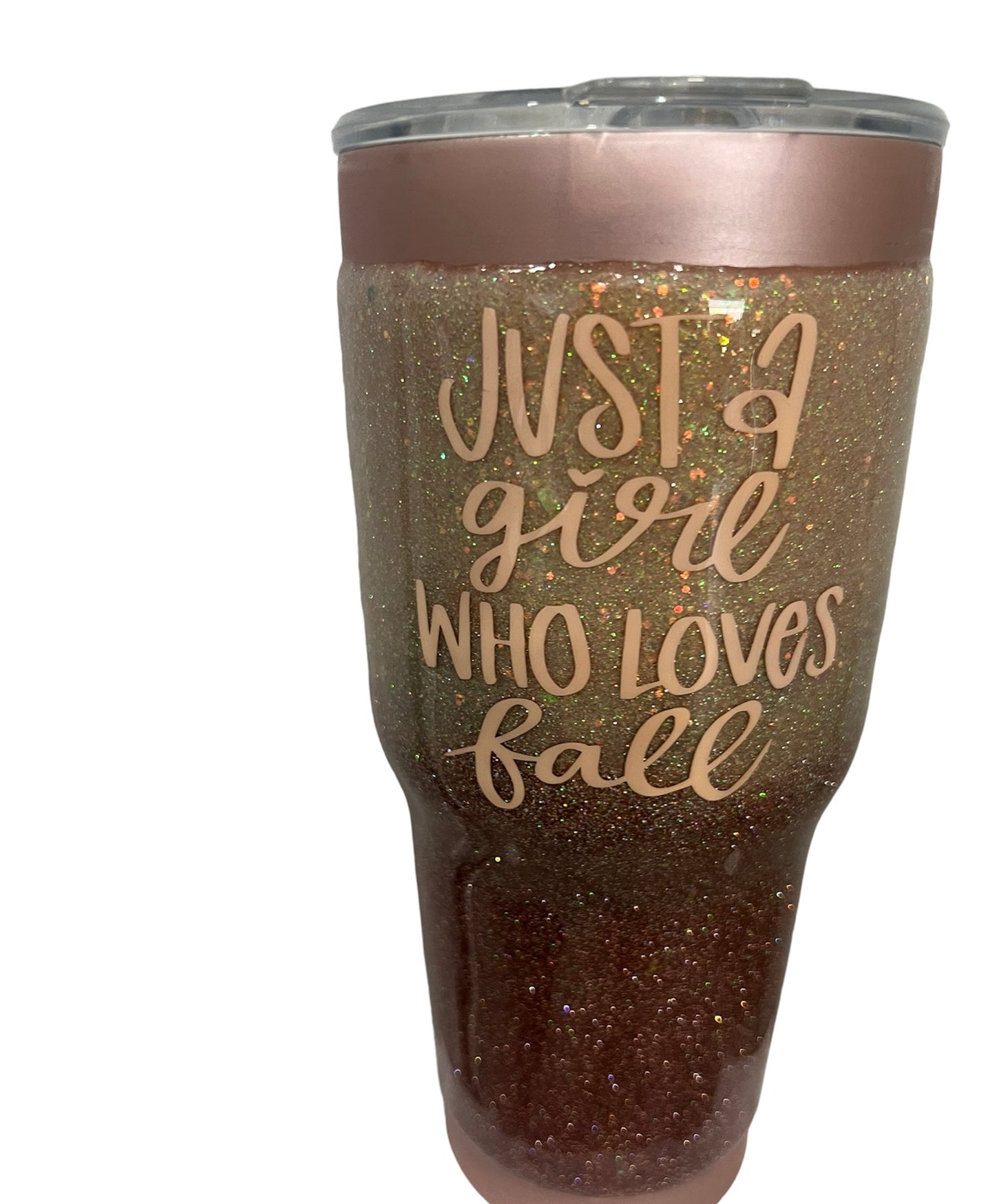 30oz curve- Pink fall tumbler- Just a girl who loves fall