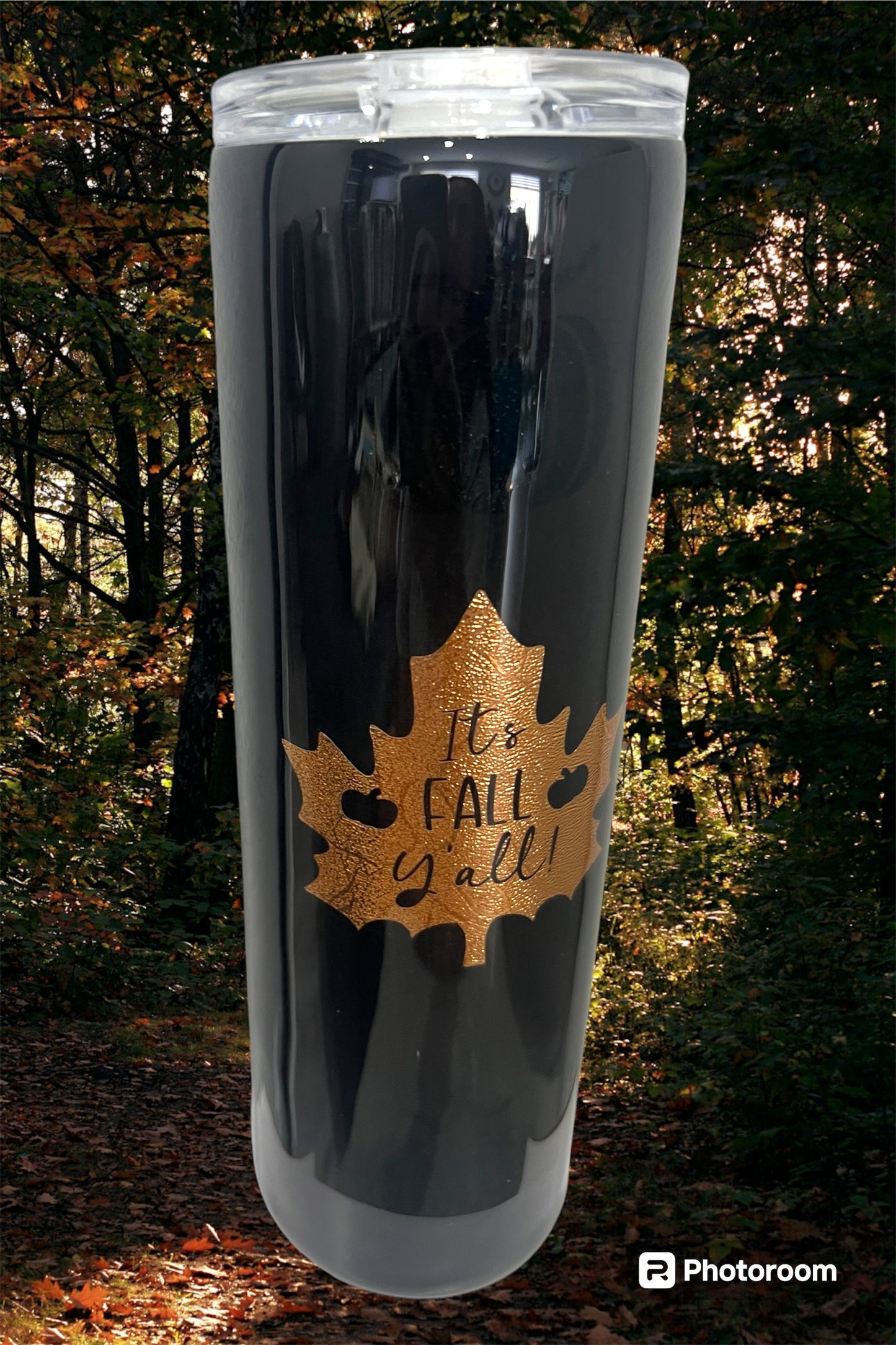 30oz Skinny tumbler- Black “It’s fall ya’ll”