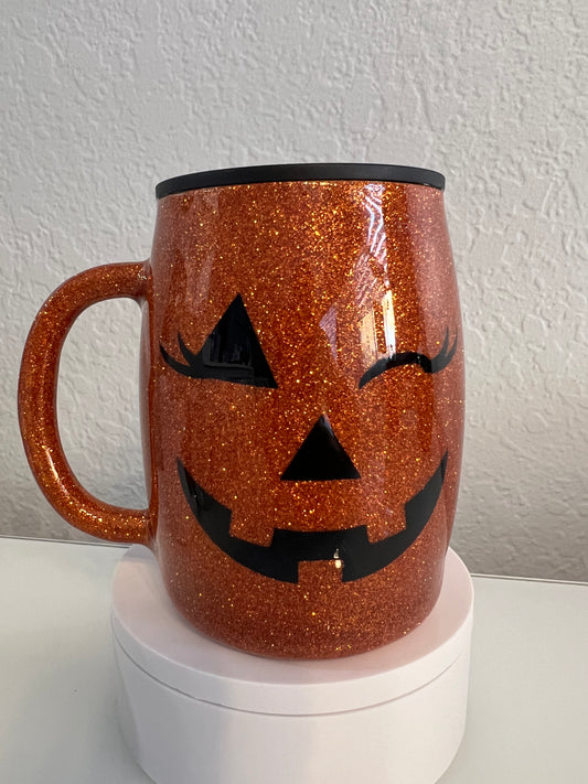 Glittered pumpkin coffee mug