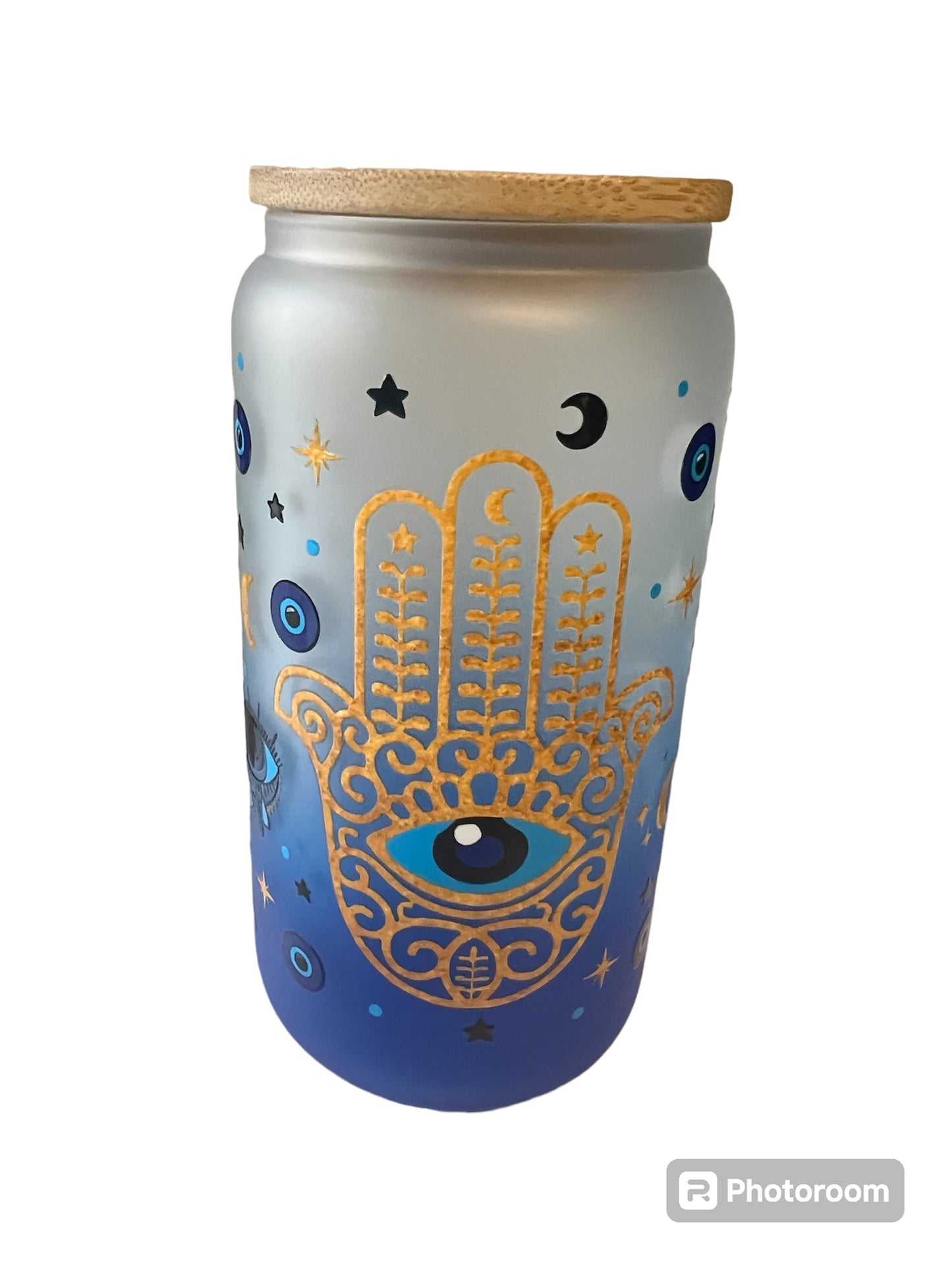 Hamsa Glass Can Tumbler