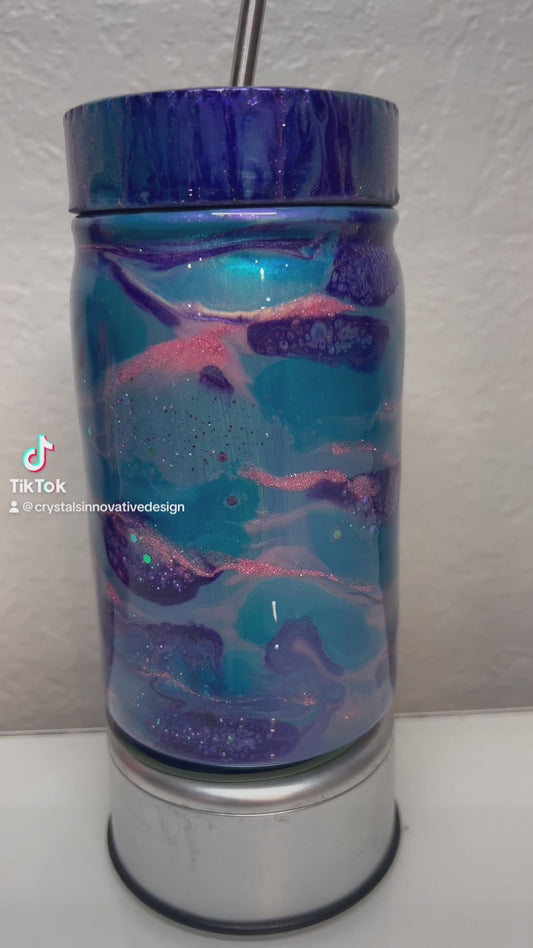 Mason Jar-Blue & Pink